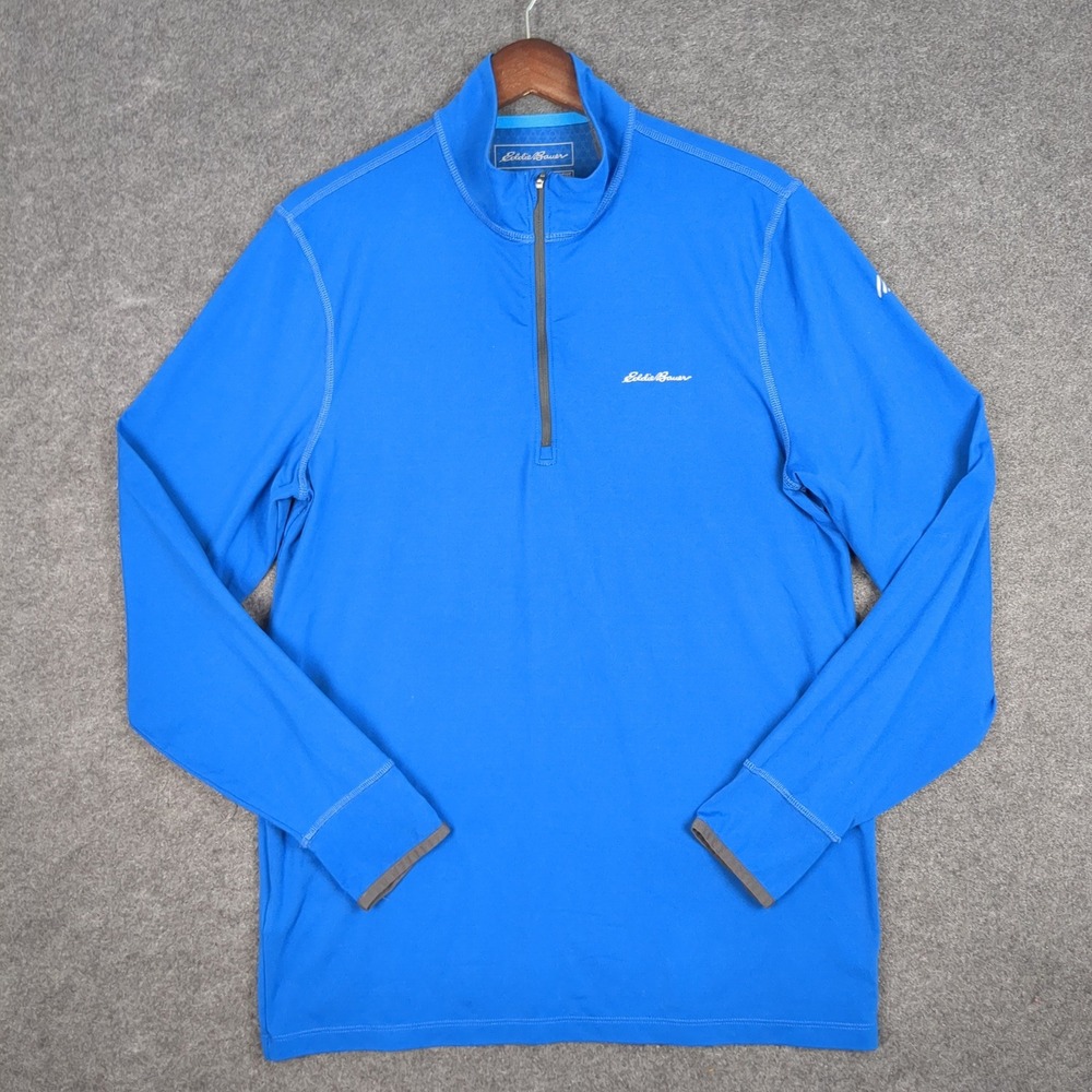 Eddie Bauer Mens Blue Active Fit‎ FreeHeat 1/4 Zip Pullover Sweatshirt Size M - Picture 2 of 12